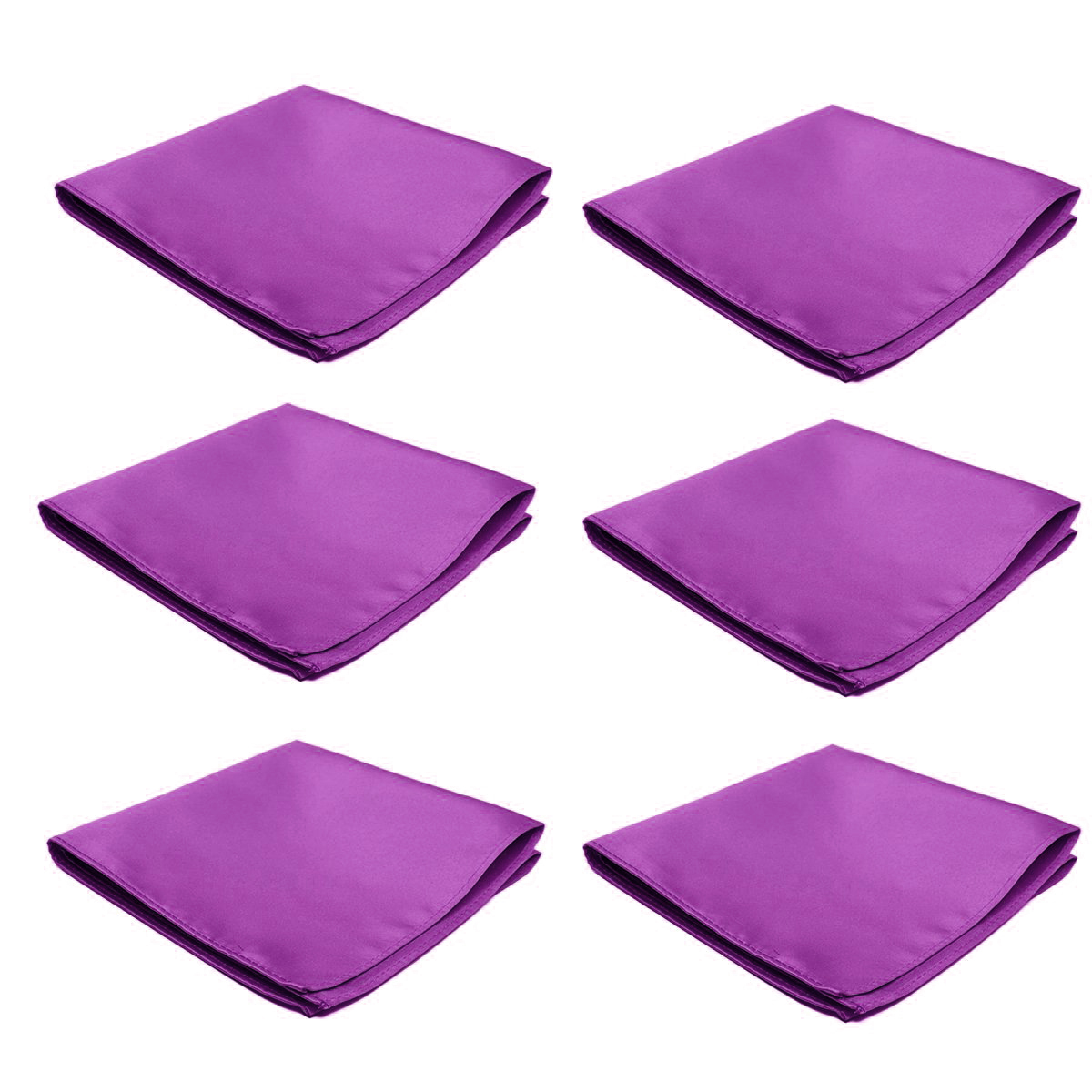 Mens Pocket Squares Handkerchief 6 PK Wedding Party Solid Color Handkerchiefs